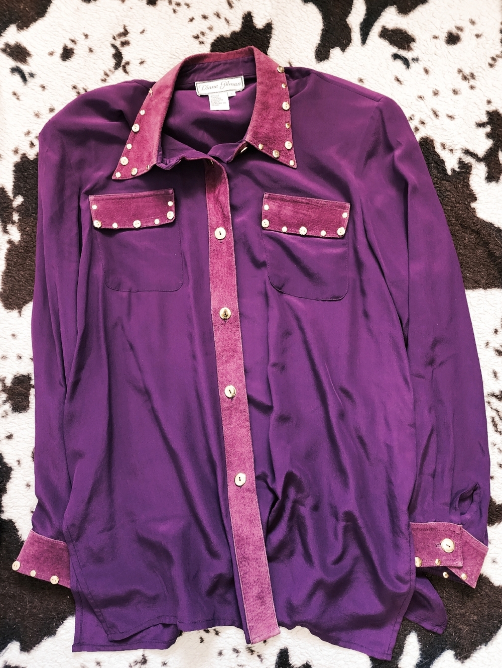 WOMEN'S 70'S/80'S SILK BLOUSE - PLUM